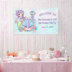Mermaid Sea Life   Geburtstagspartei mit individue Banner