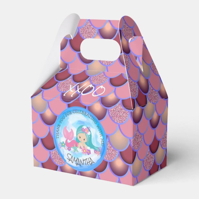 Mermaid Sea Lila Pink Scales Vielen Dank für Ihre  Geschenkschachtel (Vorderseite)