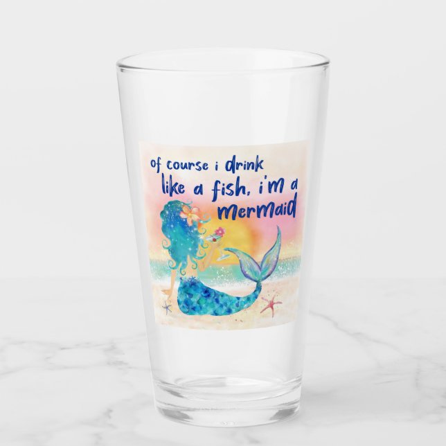 Mermaid Sea | Trinken Sie wie ein Fisch Tropical B Glas (Vorderseite)