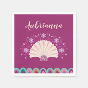 Mermaid Seashell Girl Birthday Party Napkin Serviette
