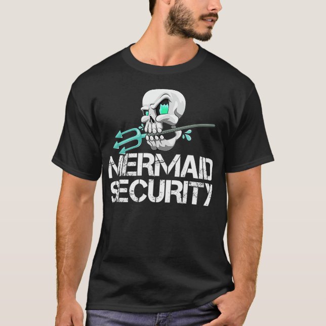 Mermaid Security  Men Pirate Skull Swim Team Swimm T-Shirt (Vorderseite)