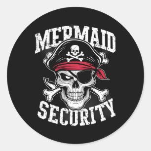 Mermaid Security Pirate Vater Brother Halloween Runder Aufkleber