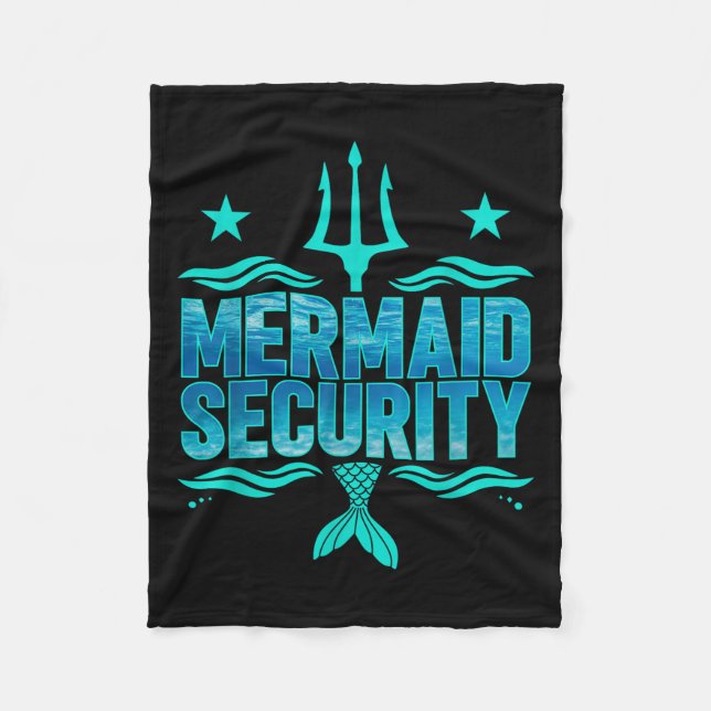 Mermaid Security Squad Matching Trident Birthday L Fleecedecke (Vorderseite)