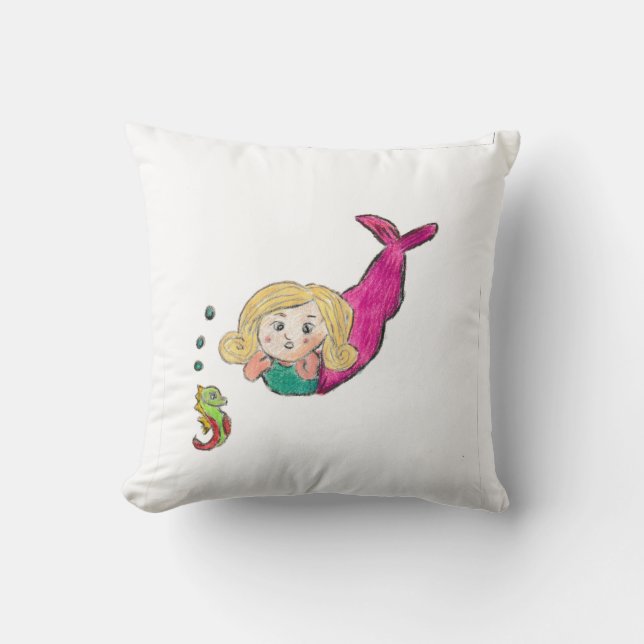 Mermaid Seepferd Kissen (Vorderseite)