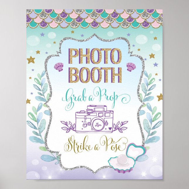 Mermaid Selfie Station Foto Booth Prop Dekorzeiche Poster (Vorne)