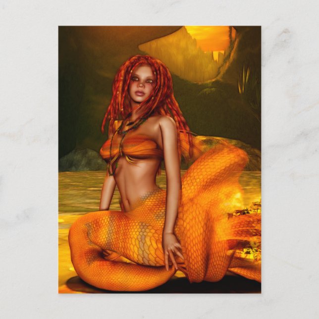 Mermaid Serie "Coraleen" Fantasy Art Postkarte (Vorderseite)