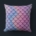 Mermaid Shimmer Scale Throw Pillow Kissen<br><div class="desc">Dive into the most enchantingly beautiful depths of an iridescent fantasy ocean with the Mermaid Shimmer Scale throw pillow! A breathtaking cascade of perfectly layered mermaid scales in the most dreamily gorgeous palette of aqua blue, rose gold, soft pink, lavender, and pearlescent silver shimmer and sparkle across every single inch...</div>