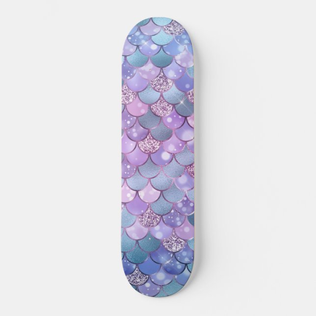 Mermaid Shimmery Satin Scales Musterskateboard Skateboard (Vorderseite)