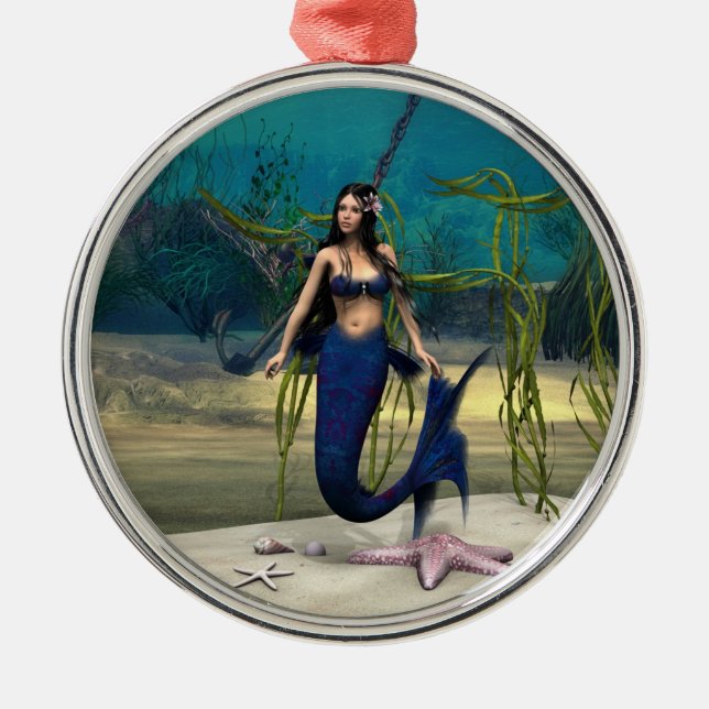 Mermaid Silbernes Ornament (Vorne)