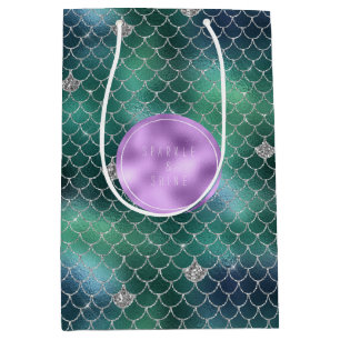 Mermaid Silver Aquamarin Ocean Glitz Mittlere Geschenktüte