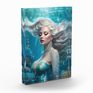 Mermaid Silver Hair Türkis Ozean Fotoblock