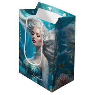 Mermaid Silver Hair Türkis Ozean Mittlere Geschenktüte