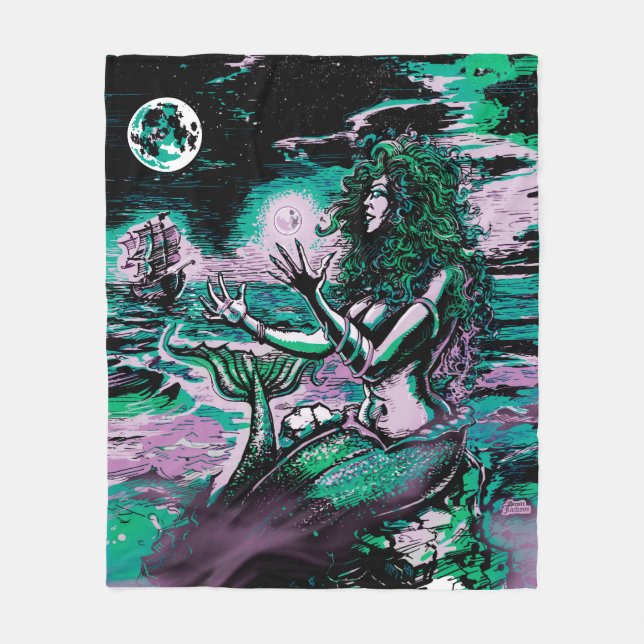Mermaid Siren Atlantis Pearl Fleecedecke (Vorderseite)