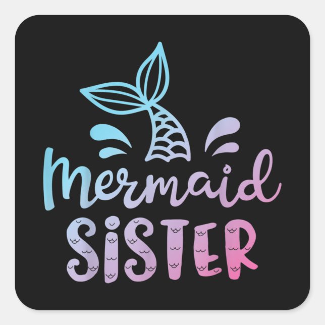 Mermaid Sister Quadratischer Aufkleber (Vorderseite)
