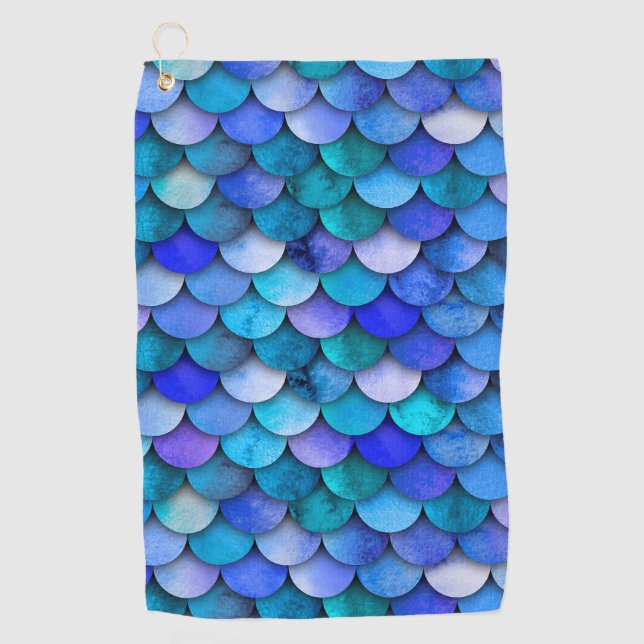 Mermaid-Skala blau lila Türkis Golfhandtuch (Vorderseite)