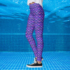 Mermaid-Skala Lila und rosa Muster Leggings