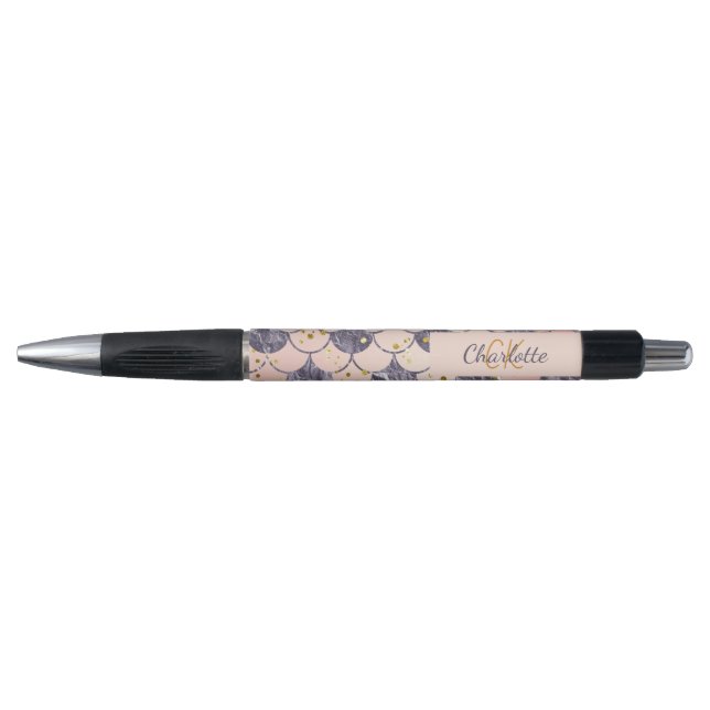 Mermaid skaliert rosa lila Monogrammbezeichnung Kugelschreiber (Vorderseite)