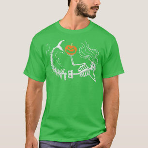 Mermaid Skeleton Halloween Jack o Latern Costume  T-Shirt