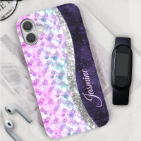 Mermaid skin lila silber Imitate Glitzer monogramm