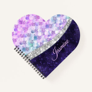 Mermaid skin lila silber Imitate Glitzer monogramm Notizbuch