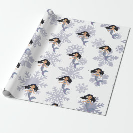 Mermaid Snowflake Weihnachtssilber Geschenkpapier