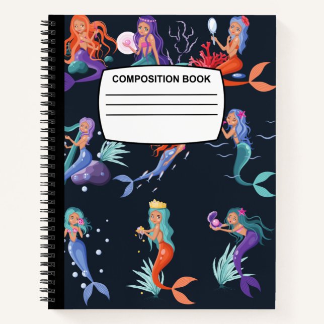 Mermaid Spiralkomposition Notebook Notizbuch (Vorderseite)