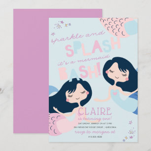 Mermaid Splish Splash Bash Bash Birthday Einladung