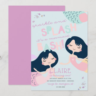 Mermaid Splish Splash Bash Bash Birthday Einladung