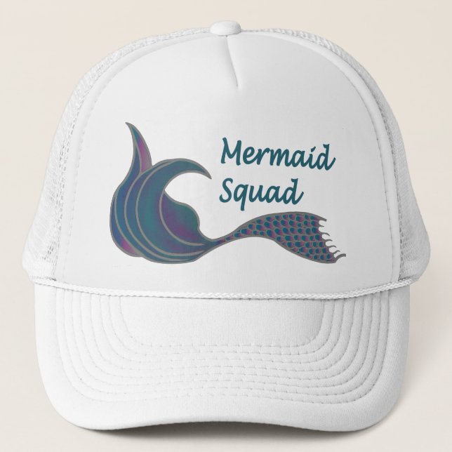 Mermaid-Squad-Grüntöne und Pinks Truckerkappe (Vorderseite)