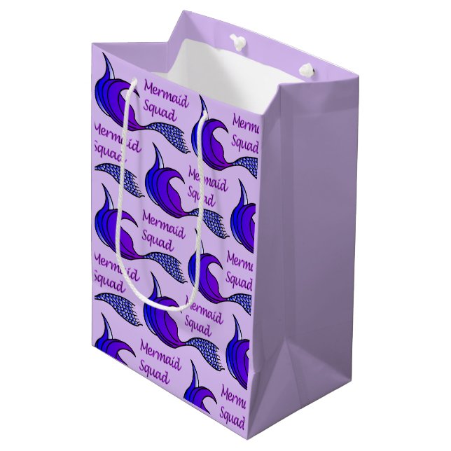Mermaid Squad Lila Geschenktasche Mittlere Geschenktüte (Vorderseite Schrägansicht)