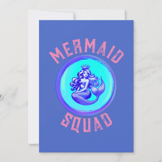 Mermaid Squad Mermaid Birthday Party Einladung (Vorderseite)