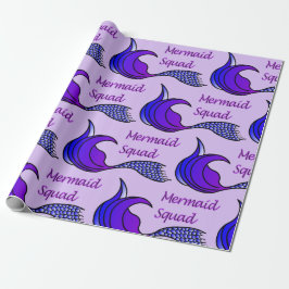 Mermaid-Squad mit lila Meerjungfrau-Schwanz Geschenkpapier