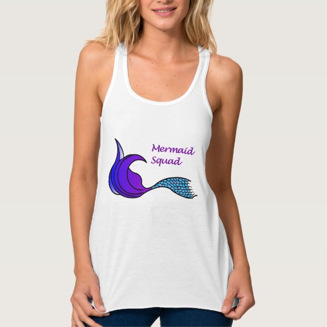 Mermaid-Squad mit lila und blauem Schwanz Tank Top (Vorderseite)