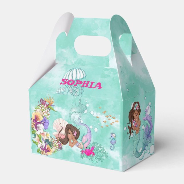 Mermaid Starfish Niedlich Personal Dark Hair Geschenkschachtel (Vorderseite)