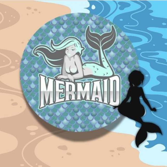 MERMAID STICKER girl"" (Make every celebration magical with our Special Mermaid Party Classic Round Sticker.)