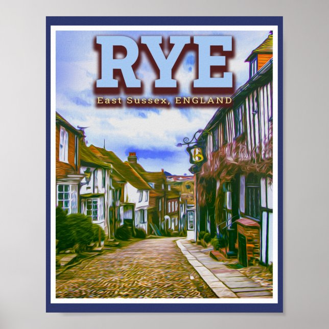 MERMAID STREET - RYE - OSTSUSSEX ENGLAND Vereinigt Poster (Vorne)