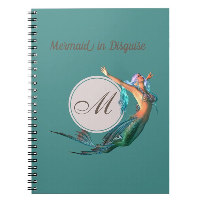 Mermaid Summer Blue Aquamarin Monogram Modern Chic Notizblock (Vorderseite)