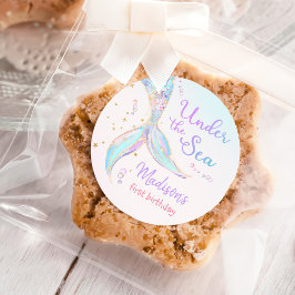 Mermaid Summer Pool 1. Geburtstag Party Runder Aufkleber