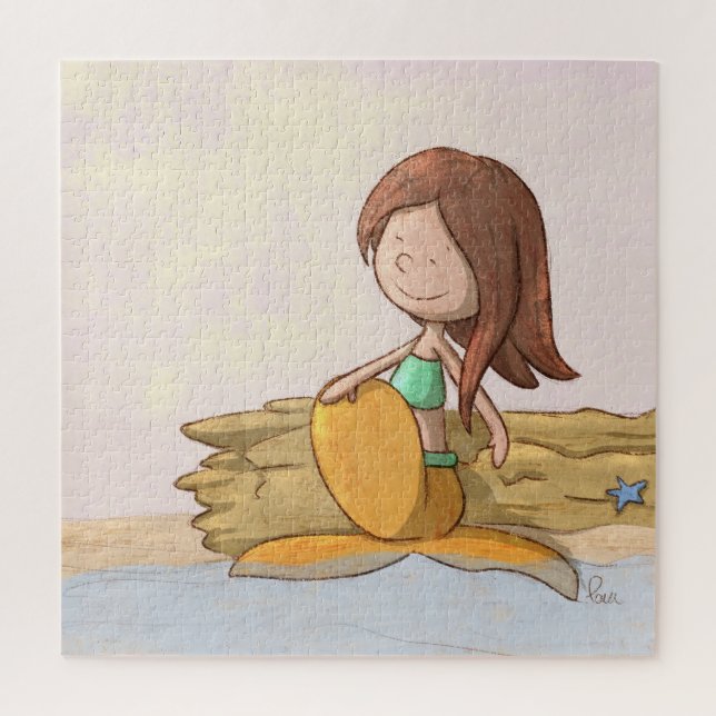 Mermaid Sunset Beach Dreaming Illustration (Vertikal)