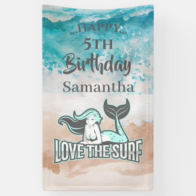 MERMAID Surf thème bleu Bannière (Vertical)