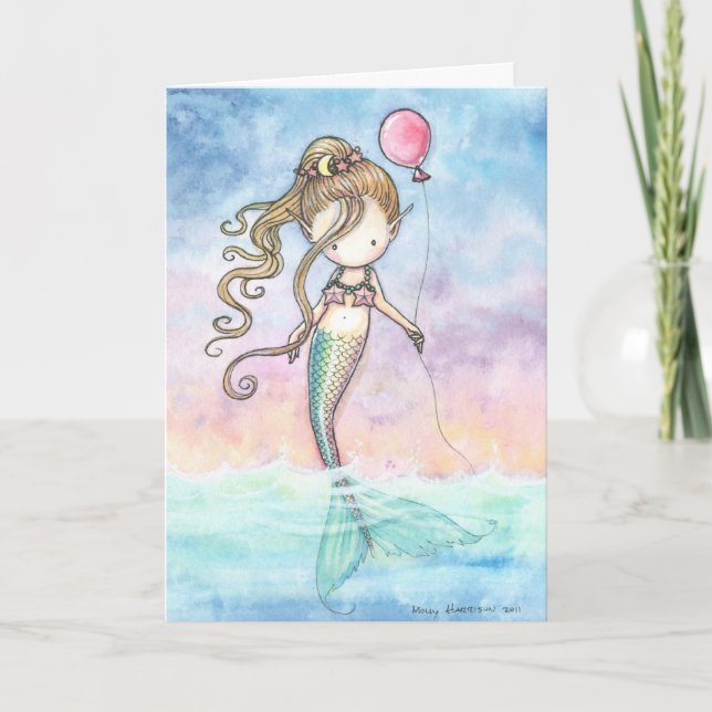 Mermaid Süsse Geburtstagskarte Karte (Vorderseite)