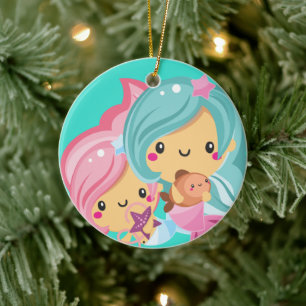 Mermaid Süsse Schwestern Weihnachten Keramik Ornament