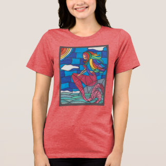 Mermaid T Shirt With Stained Glass Style Artwork