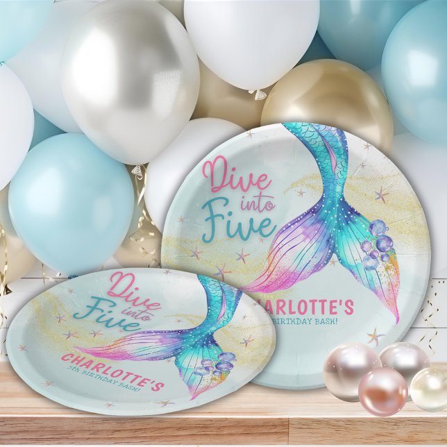 Mermaid tail Dive into Five Glitter  Pappteller (Von Creator hochgeladen)