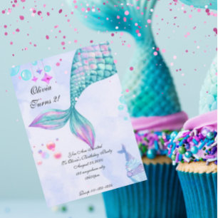 Mermaid tail girl Birthday Invitation