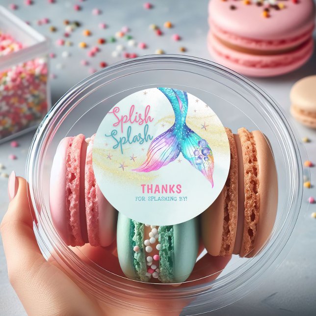 Mermaid Tail Glitter Splish Splash Thank you Runder Aufkleber (Von Creator hochgeladen)