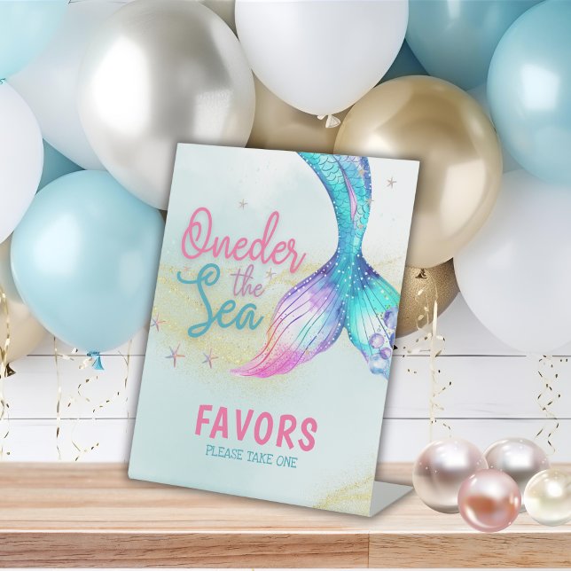 Mermaid Tail Onder the sea 1st birthday Favors  Sockelschild (Von Creator hochgeladen)