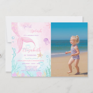 Mermaid Tale zum Geburtstag Einladung mit Foto