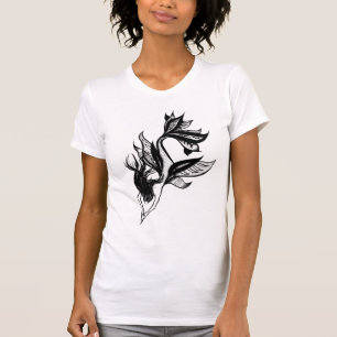 Mermaid Tattoo Style Stipple Schattierter Tinte Ge T-Shirt