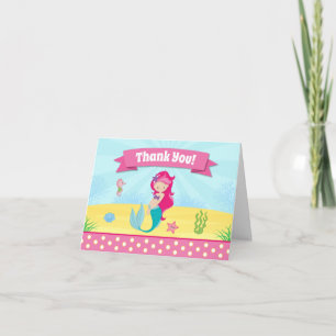Mermaid Thank You Card Folded Note Card Dankeskarte